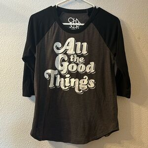 Chaser “all the good things” three quarter sleeve top size small
